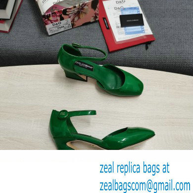 Dolce  &  Gabbana Heel 6.5cm/10.5cm Patent leather Mary Janes Green with Geometric Heel 2022